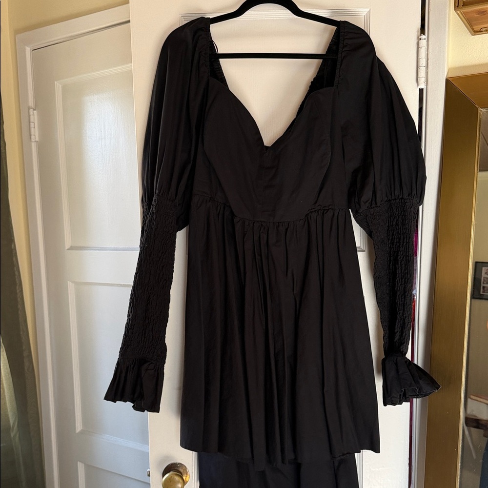 ASOS Curve Black Mini Dress with Puff Sleeves